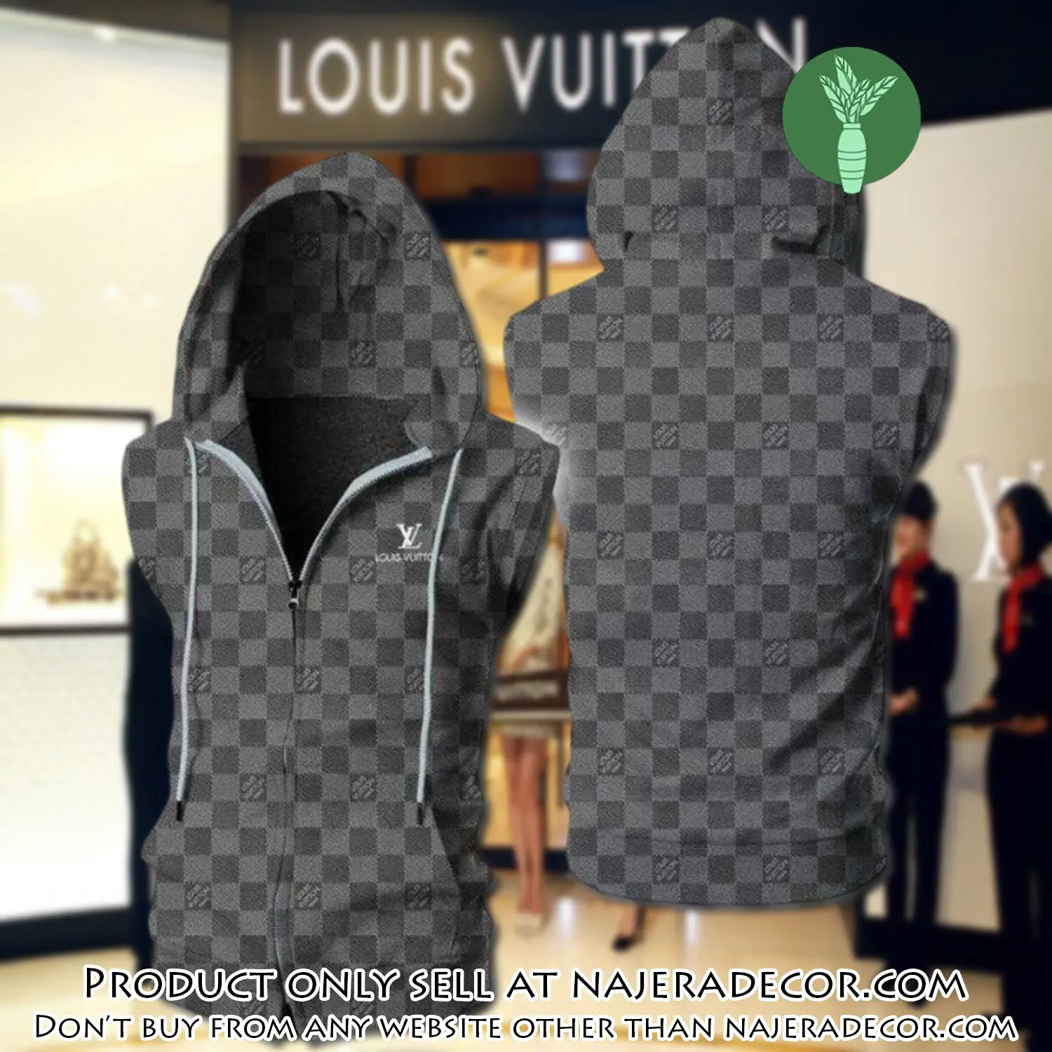 Louis vuitton grey unisex sleeveless zip up hoodie luxury for men women szh016 njr3144344